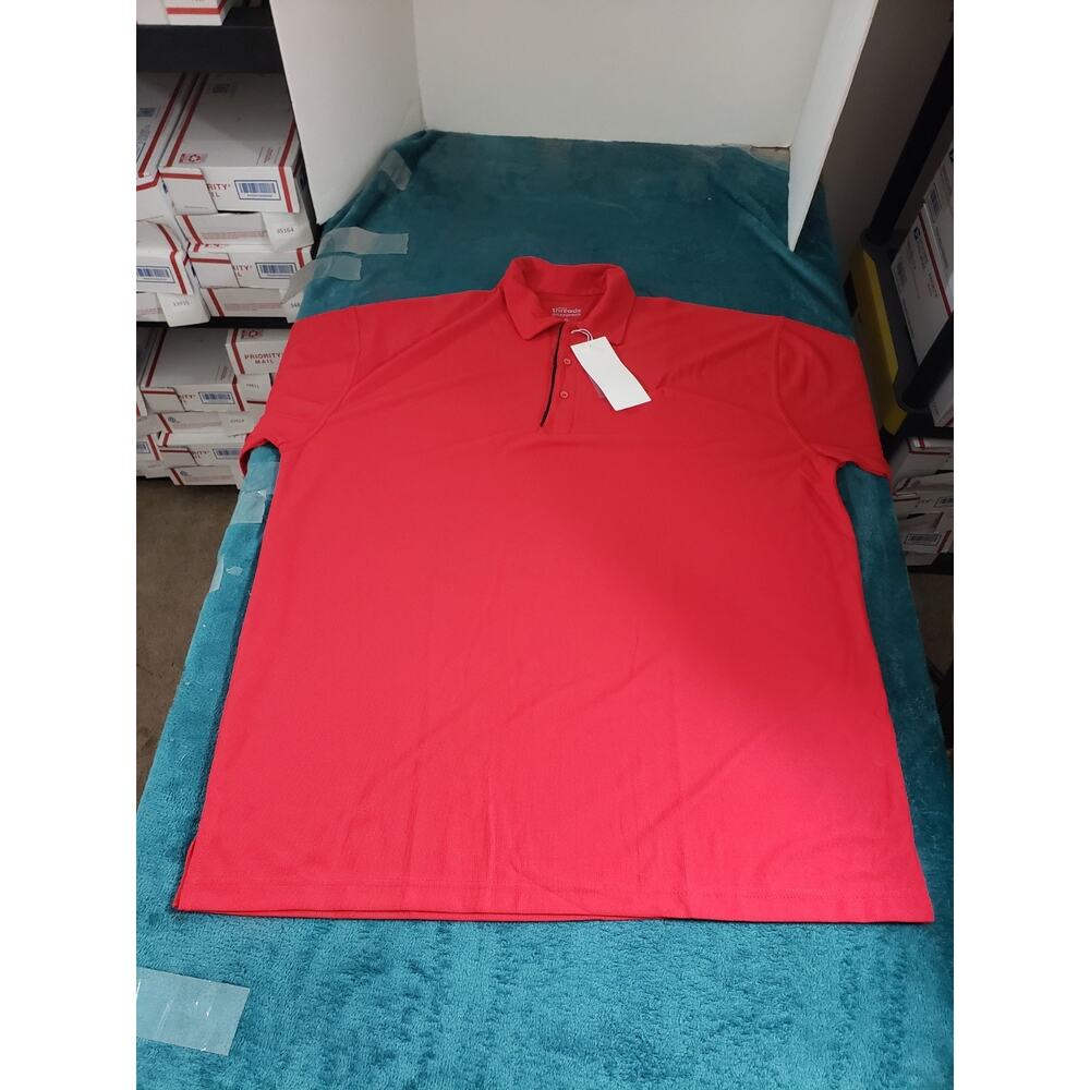 Threads Polo Shirt Size Extra Large Mens Red Short Sleeve Work Golf Stretch NWT